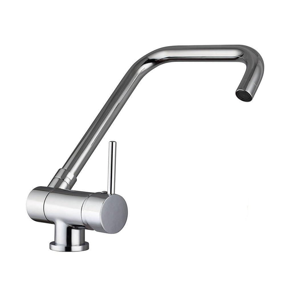 Kibath L483561 Grifo Monomando de Cocina ABATIBLE 180º de caño Alto y orientable, para fregaderos con Poco Espacio o Ventanas Cerca. Fabricado en latón Acabados en Cromo Brillo. Repuestos garantizados