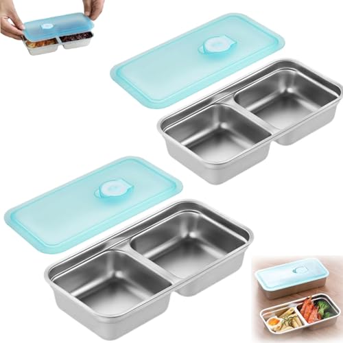 Genérico Recipientes para aperitivos Grab and Go de acero inoxidable reutilizables con tapa, fiambrera Bento a prueba de fugas para niños y adultos, perfecta para llevar de viaje (2pcs)