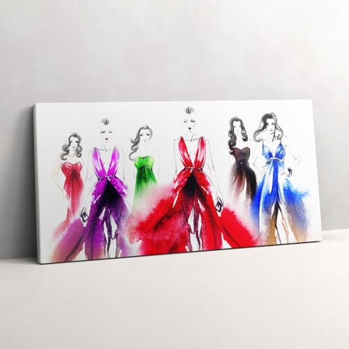 Peinture sur toile art mural 140x70cm grand tableau photo sur toile salon femmes colorées