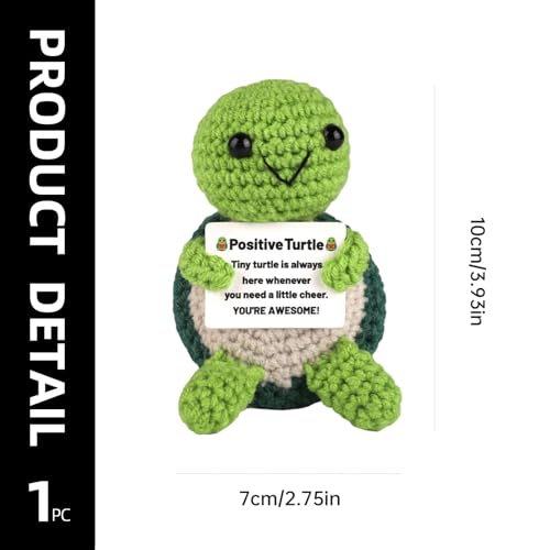 Positive Turtle Gifts, Handmade Crochet Animals Cute Stuff, Inspirational Gifts for Women Men Birthday Presents, Emotional Motivational Support Turtle Positive Crochet Animals.