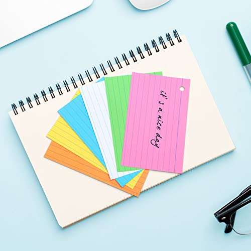 300 Pcs Colored Ruled Index Cards With 6 Rings Neon Color Study Flash Cards Single Hole Punched Lined Flashcards Colorful Studying Notecards One Side For School Supplies (Fresh Color, 3 X 5 In) #TOP4