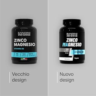 Bandini® Zinco Magnesio ULTRA Alta Dose, Zinco + Magnesio + Vitamina B6, Energia, Recupero, Massa Muscolare, Riduce Stanchezza e Affaticamento, Per Uomo e Donna, Palestra e Postworkout, 120 Capsule