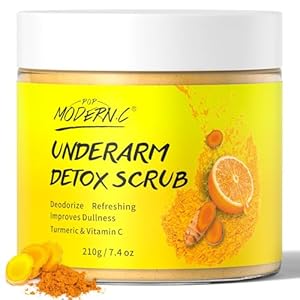 Exfoliante Desintoxicante para Axilas con Cúrcuma y Vitamina C, Eliminador Manchas Oscuras en las Axilas, Desodorante Corporal para Unificar Tono de la Piel, Exfoliante Corporal para Mujeres y Hombres