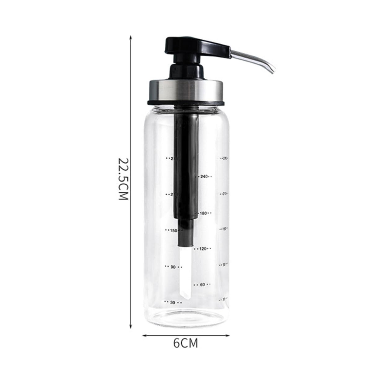 Beavorty Dispenser Marmellata in Vetro Pompa Dosatore in Acciaio Inox e Pp, Contenitore Ermetico da 300ml per Party e Conservazione in Armadio