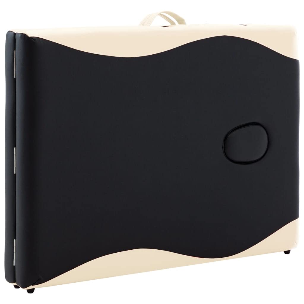 Massageliege Klappbar 2-Zonen mit Holzgestell Schwarz und Beige,Gesundheit & Schönheit,Körperpflege,Massage & Entspannung,Massagetische,Schwarz,16.15 kg-110205