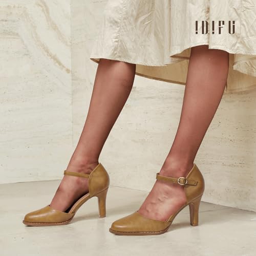 Image of IDIFU IN3 Closed Toe Chunky High Heels Comfortable Dress Shoes for Women