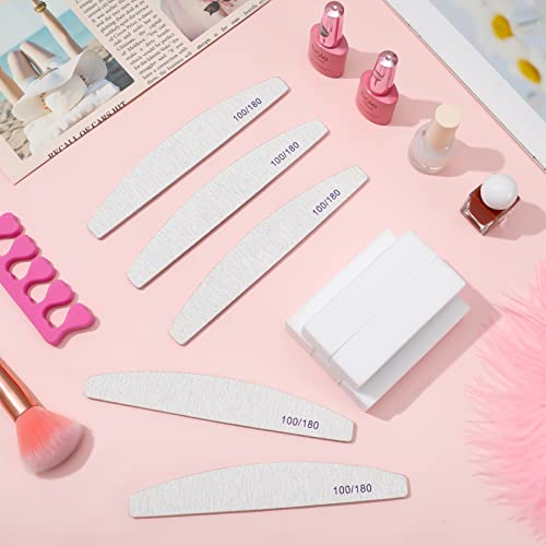 Xinstroe 10 Stück Nagelfeilen Buffer, Doppelseitige 100/180, Nagel Block Weiß Polierblock, weiß