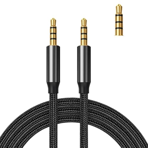 Cable auxiliar de audio 3.5mm a 3.5mm 0.5m TRRS Negro