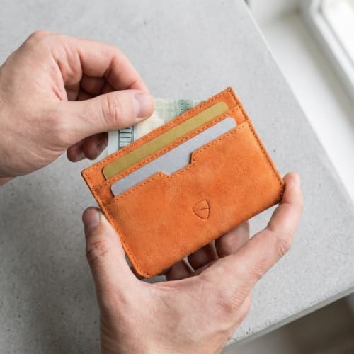 Image of Vaultskin MOORGATE Slim Card Holder - Minimalist Leather Wallet with RFID Blocking, Front Pocket Credit Card Case for Men & Women
