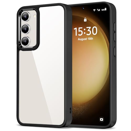 HOOMIL Crystal Clear Hülle für Samsung Galaxy S23 5G, Anti Gelb Durchsichtig Handyhülle Stoßfest Schutzhülle - Schwarz