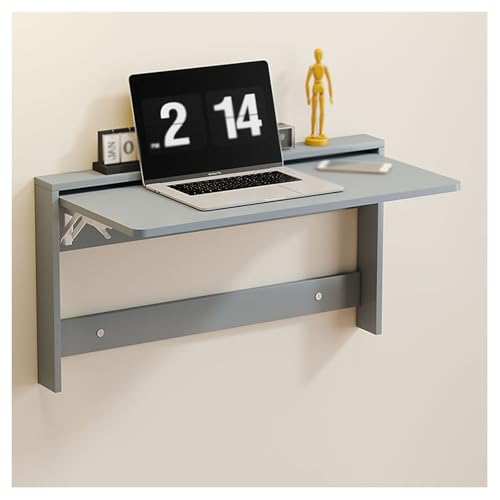 Bureau mural pliable en bois noble de 6,2 cm d'épaisseur au design épuré suspendu
