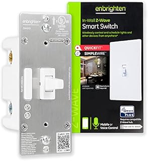 Enbrighten Z-Wave Smart Toggle Light Switch with QuickFit and SimpleWire, 3-Way Ready, Compatible with Google Assistant, ZWave Hub Required, Repeater/Range Extender, White, 46202