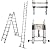 Telescoping Ladder A-Frame 16.5ft Aluminum Extension Ladder, 15 Steps Adjustable Height with Support Bar Anti-Slip Feet, 330lbs Max Load, Space Saving & Easy to Transport, Heavy Duty RV Home Ladder
