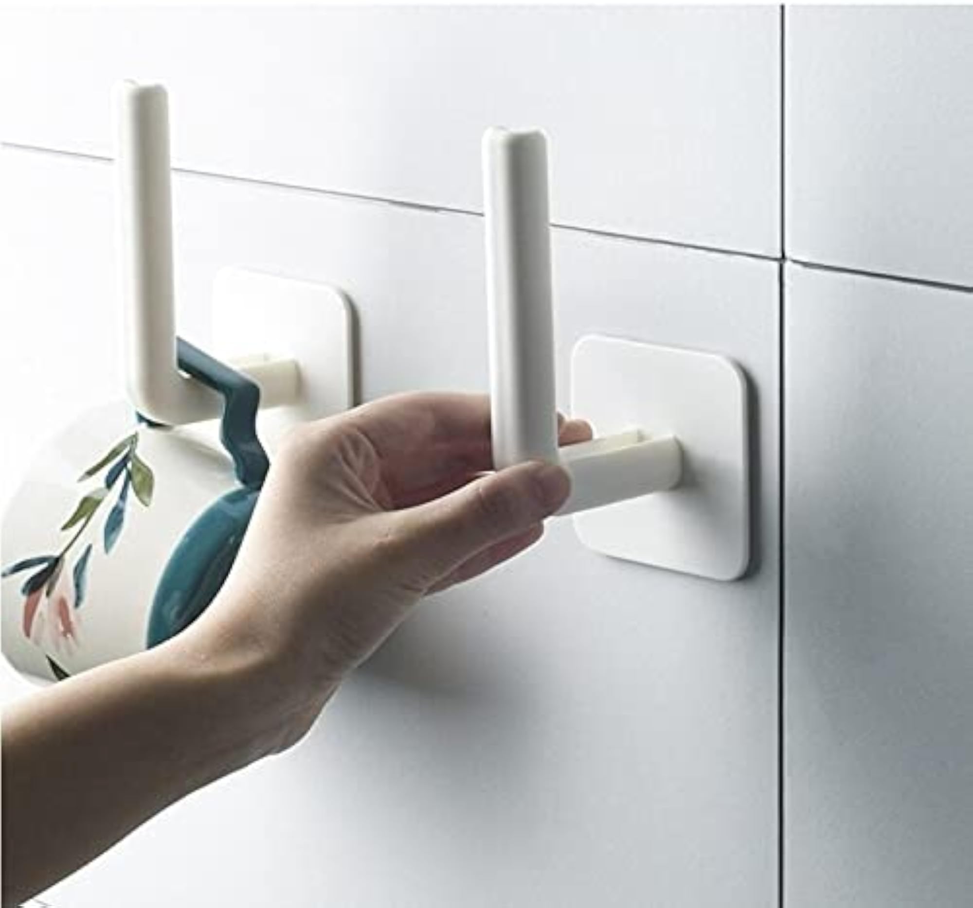 2 Pc Self Adhesive Toilet Paper Roll Holder & Towel Rack