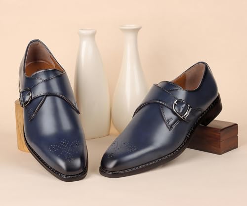 Image of LOUIS STITCH Formal Shoe for Men | Single Monk Strap | Handmade Patina Finish | Comfortable for Business Casual, Every Day, Parties (LSSXSM)