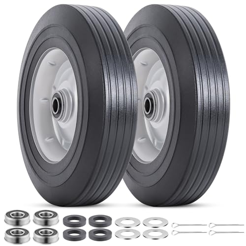 PaoWin 2本,10x2.5 タイヤ ソリッド,10x2.5 タイヤ＆ホイール,適用 10x2.50 ハンドトラック/手押し車/ハンドカート/キャリーカート,P-064