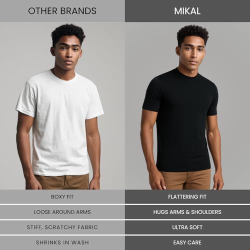 MIKAL Men’s 100% Cotton Crew Neck Soft Premium Regular Fit | Plain Short Sleeve Comfort Fit Stretch Summer T-Shirt4