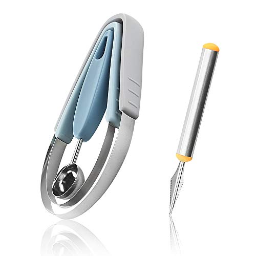 Melon Baller And Fruit Scoop Set 4 Pcs Stainless Fruit Carving Kitchen Utensil Kit Watermelon Cantaloupe Scooper Fruit Carving Knife With Unique Box Packaging #TOP28