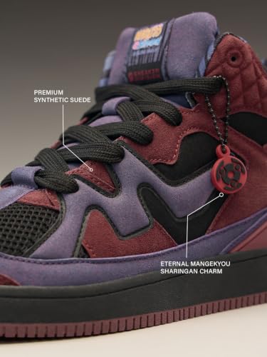 Image of The Souled Store Naruto Shippuden: Sasuke Men and Boys Purple PU Upper Lace Up High Top Sneakers