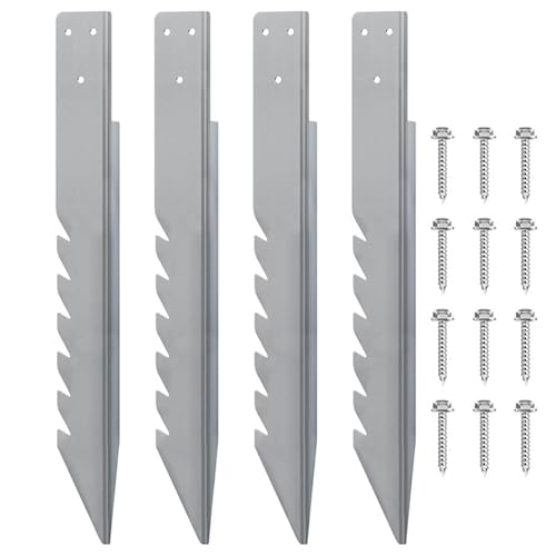 Montesy 4Pcs Fence Post Anchors Ground Spikes Wooden Post Anchors Ground Spikes Swing Fixings Windproof Rainproof Swing Ground