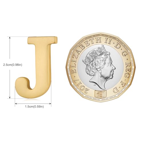 Image of HONEY BEAR Mens Womens Initial Alphabet Letter Lapel Pins Collar Badge Brooches for Business Wedding Graduation Gift Matte Gold 0.59 inches