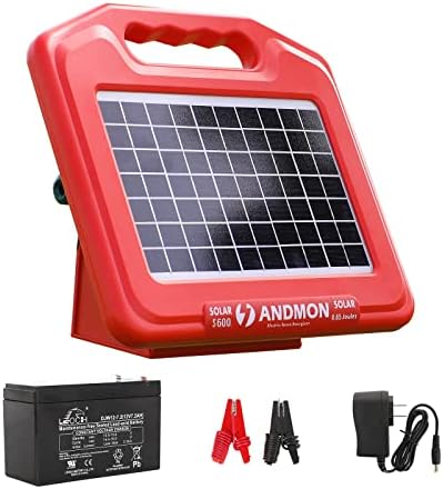 ANDMON S600 Solar Electric Fence Charger - 35 Mile Range, 0.65 Joules Powerful Solar Fence Charger, Ideal for Livestock and Garden Protection