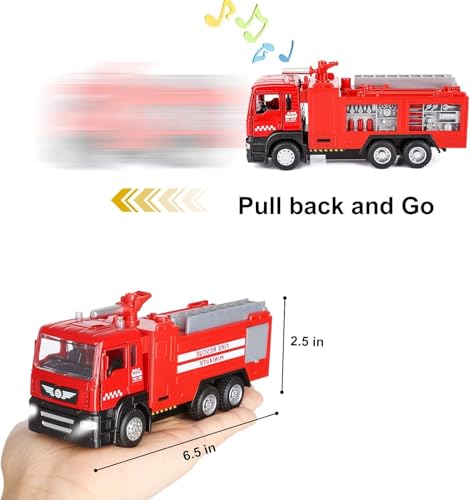 Image of Micro Fire Truck Toy with Light & Sound | Mini Rescue Vehicle for Kids Boys Age 3-7 Years | Red Fire Engine Play Toy for Birthday Gift, Pretend Play & Emergency Vehicle Collection
