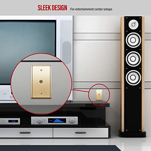 Image of ENERLITES 0.406 inch Diameter Hole Phone Cable Metal Wall Plate Polished Brass