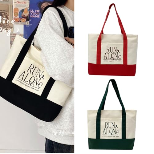 Women Shoulder Bag with External Pocket Canvas Handbags Large Capacity Handbag3