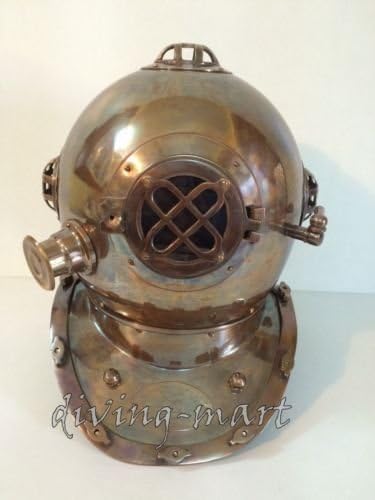 Antique U.S Navy Mark V Divers Helmet Solid Steel & Brass Full Size Gift