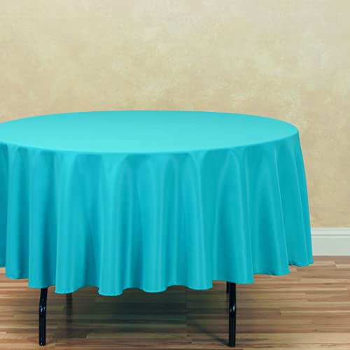 Nappe ronde turquoise en polyester 228 cm pour table de réception - 3