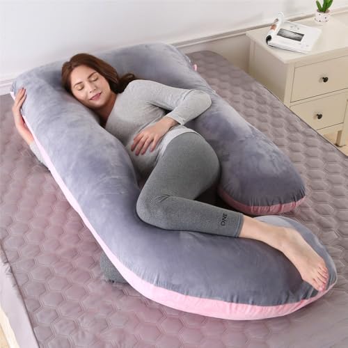 「FLYKING」 妊娠用枕 60インチ U型抱き枕 妊婦用マタニティ枕 ベルベットカバー付き (マルチカラー) (6,クリスタルベロア)