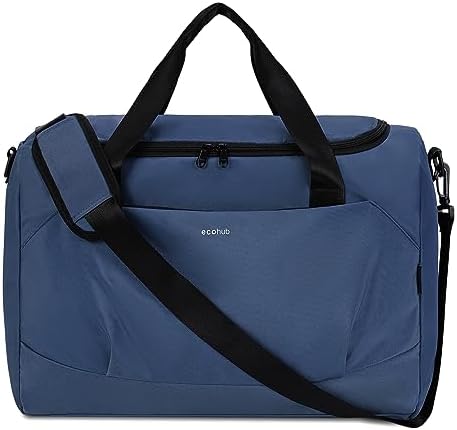 ECOHUB Easyjet Cabin Bag 45x36x20 Underseat Travel Bag Hand Luggage Bag Recycled PET Eco Friendly Overnight Bag Weekend Bag Gym Bag Hospital Bag Carry on Bag Holdall Bag for Women and Men (Blue)
