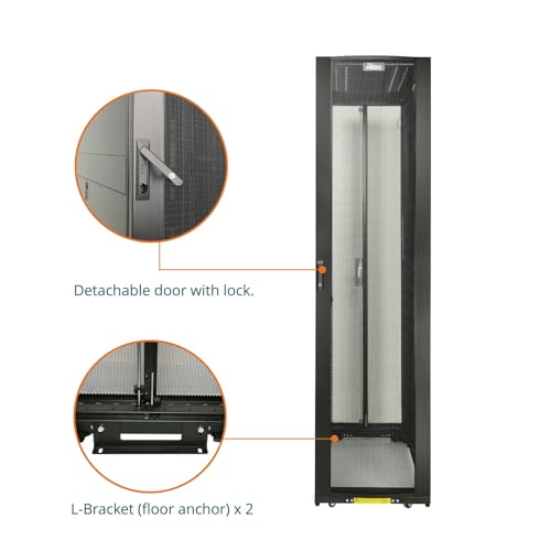 Image of Tecmojo 52U Server Rack Cabinet - PRE-Assembled 24inch Width 48inch Depth IT Network Equipment Cabinet Rack Enclosure with Casters - 3000lbs Weight Capacity(06Black)