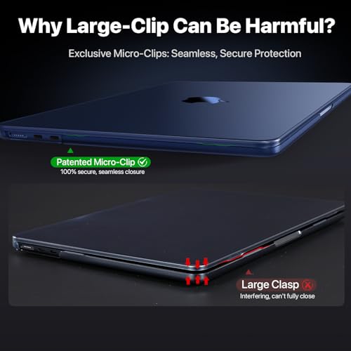 Image of Soonjet for MacBook Air 15 inch Case M5 M4 M3 M2 2026-2023 Laptop Cover | Invisible Armor, Color Match, Midnight Blue, Clear Matte, Protective Hard Shell, Anti Fingerprint & Scratch, Close Seamlessly
