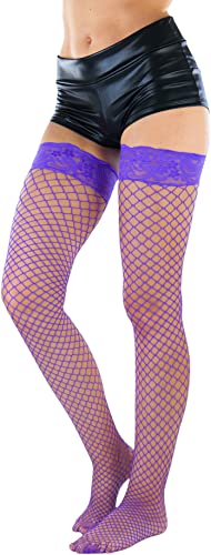 Image of ToBeInStyle Women's Vibrant Large Net Fishnet Thigh High Elastic Nylon Novelty Stockings