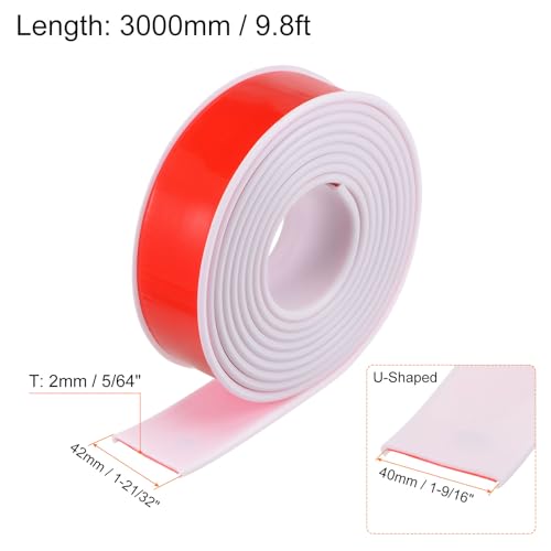 sourcing map U-förmiges Kantenband, 1-9/16 Zoll x 9,8 Fuß (40 mm x 3000 mm), Selbstklebender, Flexibler TPE-Furnierkantenkantenschutz für die Reparatur von Möbeln, Schränken und Tischen, weiß