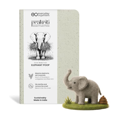 Image of eo Elephant Dung Notebook | A6 Pocket Diary | Elephant Poop Cover with Wheat Straw Pages | Saddle Bound Ruled Notebooks | 64 Pages | 80 GSM | Small Note Book for Notes, Journaling & Gifting