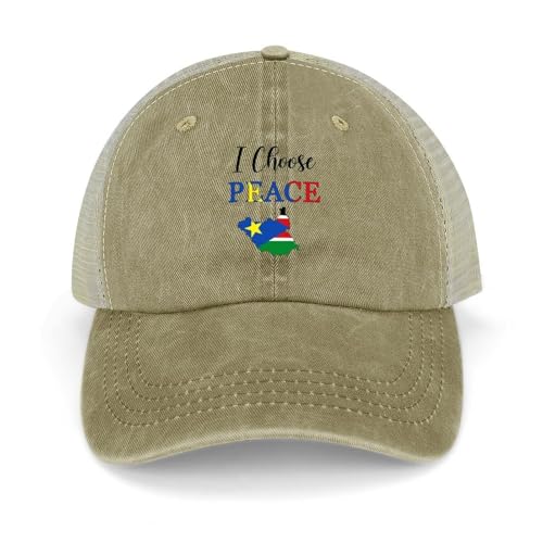 Yelolyio Drapeau national du Soudan du Sud I Choose Peace Casquettes de baseball Soudan du Sud Casquettes en coton Chapeau de soleil Casquettes patriotiques pour hommes et femmes Casquettes en maille