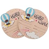 Beaupretty 2 Stück Meilensteinschilder Holz Rund „Hallo Welt“ Babyschild Willkommensdeko Neugeborene Foto Requisite Jungen Mädchen
