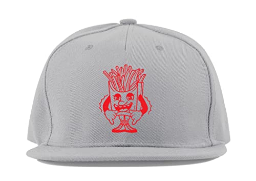 Casquette de baseball French Fries gris coton visière plate snapback unisexe taille unique