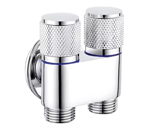 Image of 24x7 eMall Brass 2 In 1 Angular Chrome Dual Double Tap For Bathroom, Geyser | Luxury Series Two-Way Angle Valve | Black Washing Machine Tap