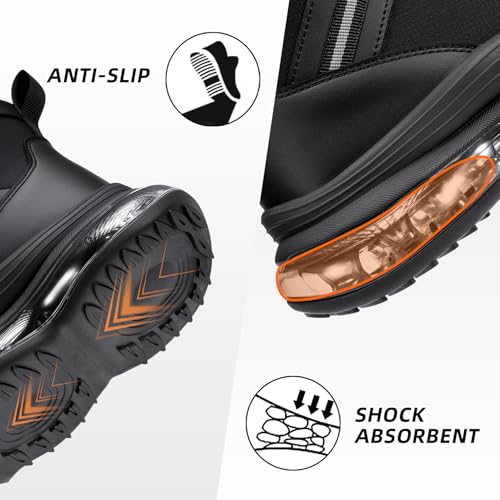 Image of Military Tactical Boots Men Wide Waterproof 6 Inches | Non Slip Side-Zip Combat Hiking Work Boots Lightweight Durable