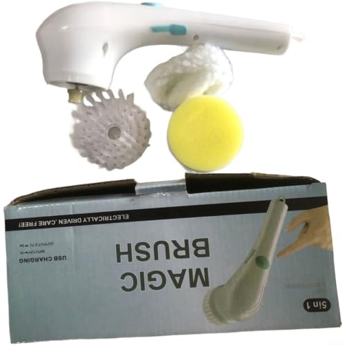 Image of MeevrgR Electric Cleaning Brush 5 in 1 Spin Scrubber with 3/5 Heads, IPX7 Waterproof Power Vibration Cleaner for Bathroom Tiles Kitchen(B)