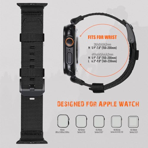 Image of Tactical Nylon Bands for Apple Watch Ultra 3 2 Band Series 11-1 /SE Men