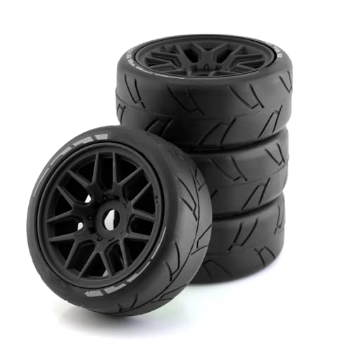 MIXVZARF Rc カータイヤ タイヤ ホイール 京商用 VRX 用 HPI WR8 ホバオ 1/8 4個 103mm RC オフロード バギー用 バギー用 17mm 六角パーツ (ブラック)
