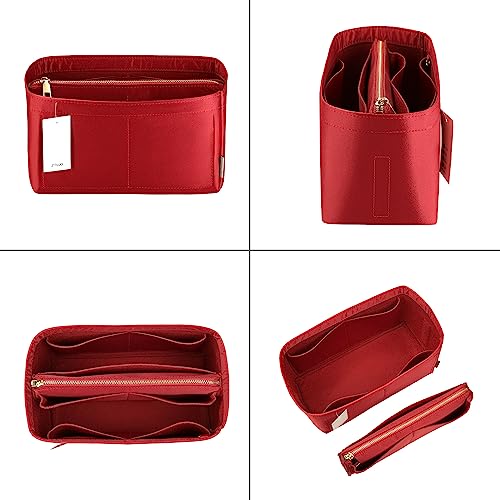 Organizador para bolso con cremallera rojo seda grande miniatura 3