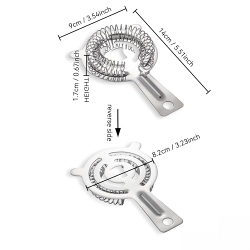 Cocktail Strainer Bar Tools - 4PCS Bar Strainer with High Density Spring, Stainless Steel Bartender Accessories for Filtering Cocktail Drink, Professional Bartending Tools with Filter for Home