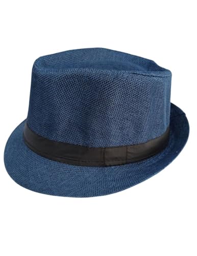 Image of BookMyCostume Blue Western Cowboy & Ballroom Style Hat | Fancy Dress Accessory for Dance, Stage Shows & Theme Parties For Adults