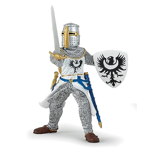 Papo 39946 Biały rycerz z mieczem Figurka MEDIEVAL, wielokolorowy